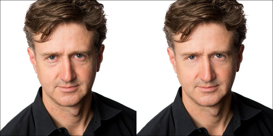 Retouched and unretouched image comparison