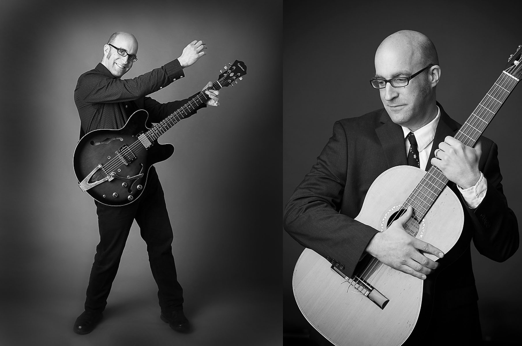 Full body musician portrait with a guitar 