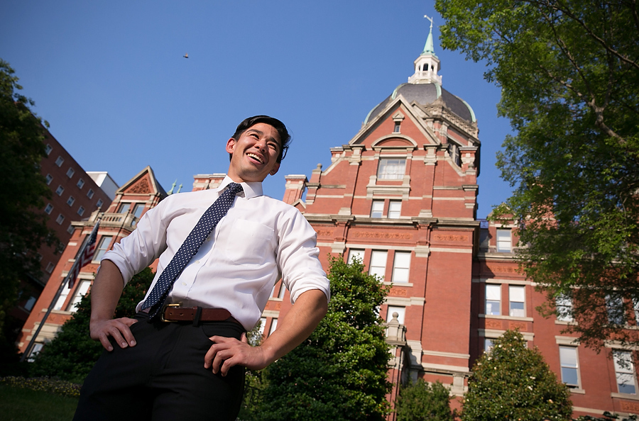 portrait of a young doctor at the johns hopkins dome